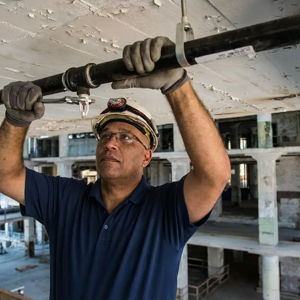 Fire sprinkler system being tested